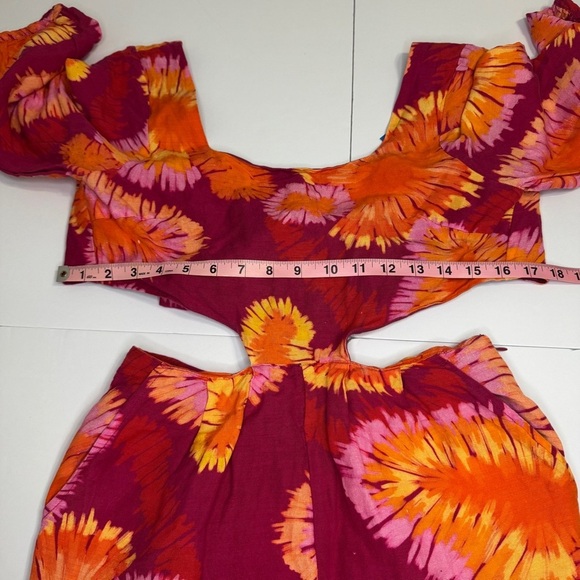 Farm Rio for Anthropologie XS Tie-Back Wide-Leg Jumpsuit Floral Festival Boho - Picture 8 of 11